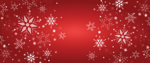 Elegant winter snowflake background vector illustration. Luxury decorative snowflake and sparkle on gradient red background. Design suitable for invitation card, greeting, wallpaper, poster, banner.