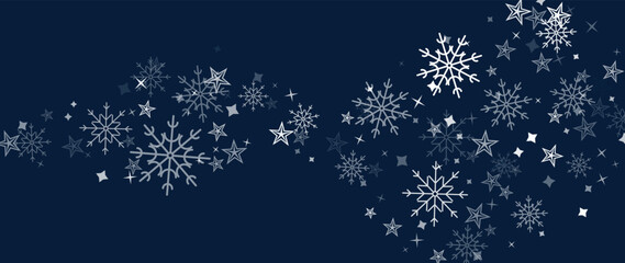 Elegant winter snowflake background vector illustration. Luxury decorative snowflake and sparkle on dark blue background. Design suitable for invitation card, greeting, wallpaper, poster, banner.