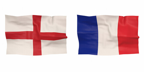 Flags of the football quarterfinalists England France 3d-rendering - obrazy, fototapety, plakaty