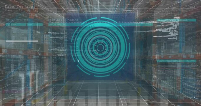 Animation of data processing over warehouse