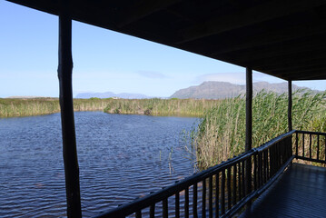 Bird hide in Rondevlei Nature Reserve near Cape Town, South Africa