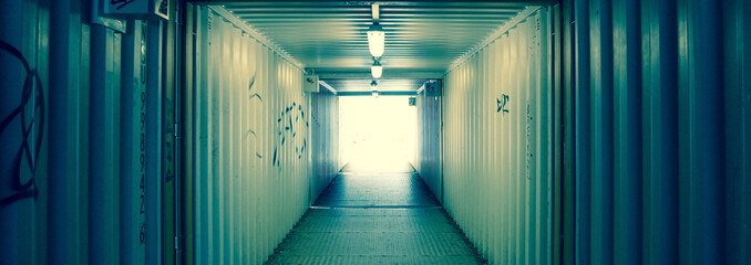 Liminal Space. Infinite Hallway. Transitional Space. Light in the Passageway. - obrazy, fototapety, plakaty