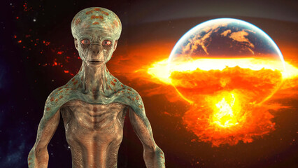 Humanoid alien, 3D illustration