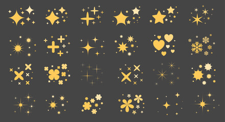 Fototapeta na wymiar Vector stars sparkle firework, decoration twinkle, shiny flash. Glowing light effect stars and bursts