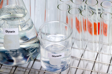 glycerin in glass, chemical in the laboratory