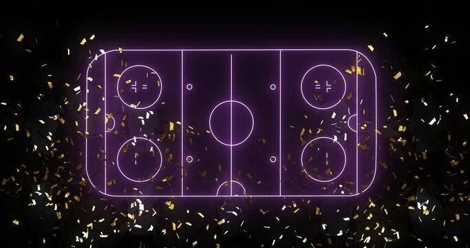 Animation of confetti over neon stadium