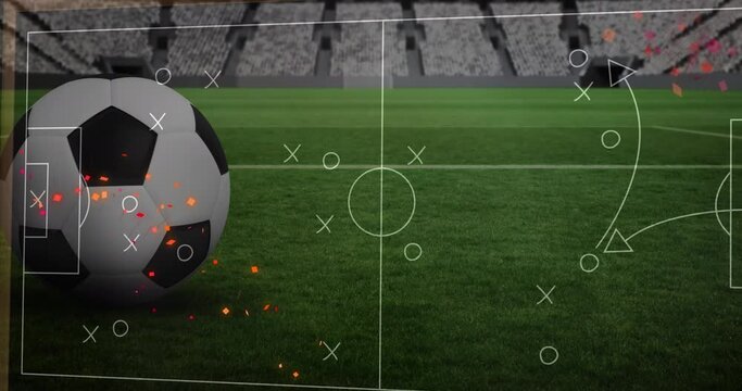 Animation of football over stadium drawing