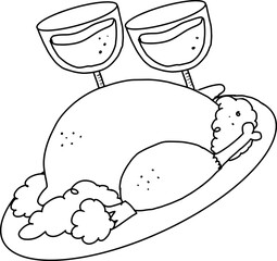 hand drawn Roasted Chicken