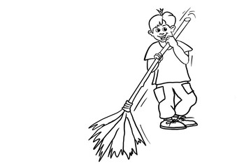 illustration of a person with a broom