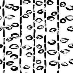 Grunge Dry Brush Bamboo Seamless Vector Eco Style Pattern