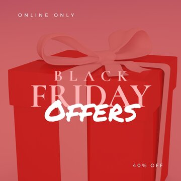 Composition of online only black friday offers 40 percent off text over present