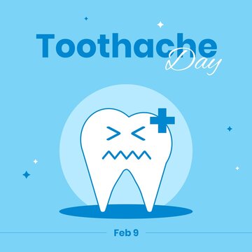 Composition of toothache day text over tooth icon