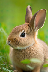 Fototapeta premium portrait of a rabbit in the grass