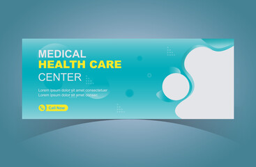 Fototapeta na wymiar Medical Health Care Center Web Banner Design Template. Social Media Digital Marketing For Medical Health Care Cover.