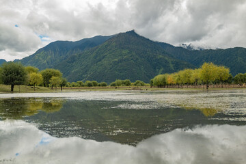 lake and mountains