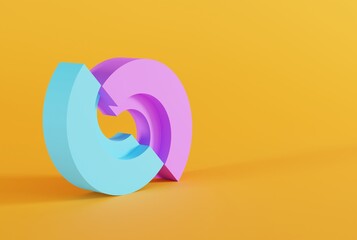 Abstract half-cut circle shape on a light background. The concept of modern art, contemporary home decoration, interior design. Minimalist concept. 3D render, 3D illustration.