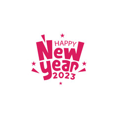 Happy New Year 2023 Vector Illustration with Typography Logo. Greeting Card, Banner, Poster. New Year Template Background