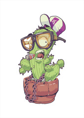 Naklejka premium Cactus Boy in a vase