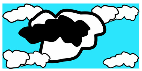 illustration of white clouds and black clouds