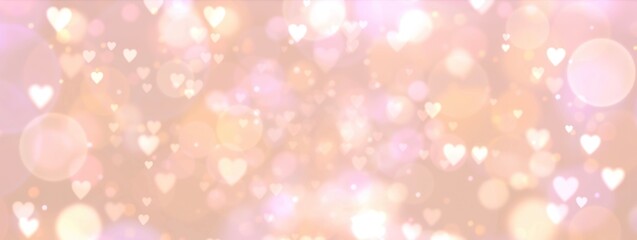 Greeting card glow hearts - Abstract festive pink gold light background with hearts - concept Mother's Day, Valentine's Day, Birthday - spring colors	 - 552338733