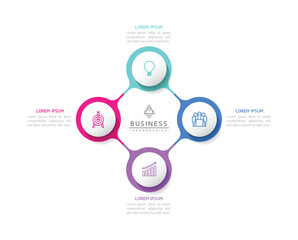 Circular Connection Steps business Infographic Template with 4 Element