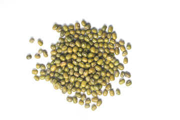 Flat lay (top view) of Mung bean  seeds isolated