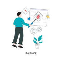Bug Fixing Flat Style Design Vector illustration. Stock illustration 