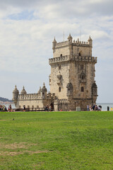 Obraz premium View of the Belem tower on the banks of the Tejo river. Lisbon, Portugal