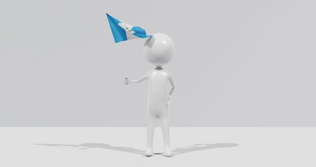 Flag of Guatemala. 3D Character holding and waving flag 4K UHD 60FPS