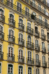 Fototapeta na wymiar View of the typical facades of Lisbon, Portugal, Europe