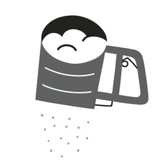 Sieve mug doodle icon, vector illustration flour sieve, baking utensils, cooking instruments for making dough, isolated colored clipart on white background