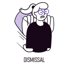 Dismissal. Vector illustration. Desperate employee, office worker being fired. Quitting job. Unemployment issues
