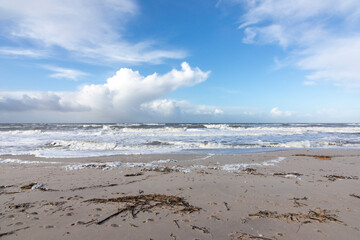 view to beach in Sylt in bad weather