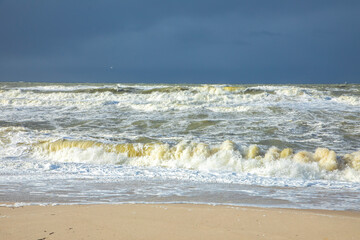 view to beach in Sylt in bad weather