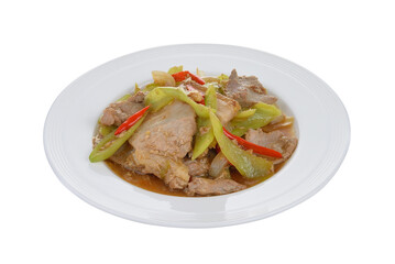 Spicy fried pork with chilli on transparent png