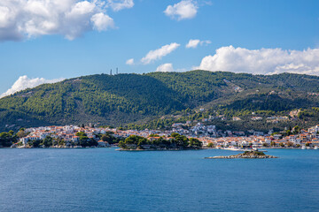 Fototapeta na wymiar Skiathos town on Skiathos island, Greece