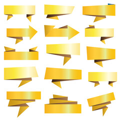 Set of gold paper banners