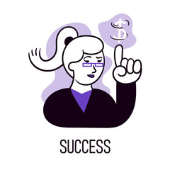 Vector illustration. Office manager showing motivation for employees. Financial, personal and professional growth