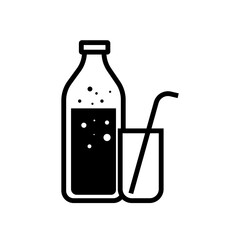 juice bottle and glass icon vector.
