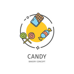 Fototapeta premium Bakery Thin Line Icon Concept. Vector