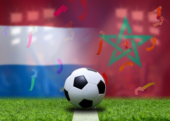 Fototapeta premium Football Cup competition between the national Netherlands and national Morocco.