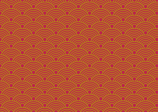Gold and red Chinese wave abstract background. Chinese Oriental traditional pattern use to background, wallpaper, book cover, web design, poster, wrappring or card.