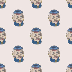 Young man vector seamless pattern. Cute repeat background for textile, design, fabric, cover etc.