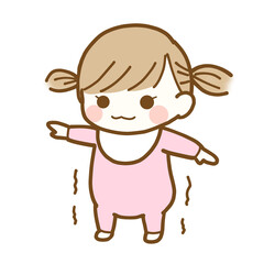 プルプルしながら立つ幼児