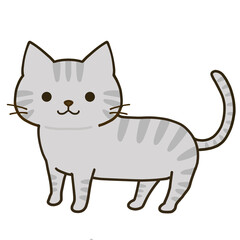 立つシンプルなサバトラ猫