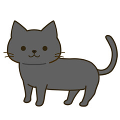 立つシンプルな黒猫