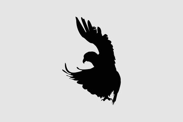 Eagle Logo, an eagle icon flying up. Shadow of an eagle, a black shape