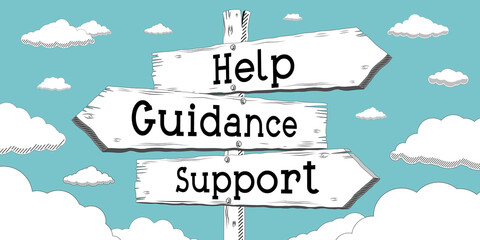 Help, guidance, support - outline signpost with three arrows © PX Media
