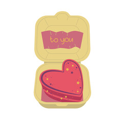 Korean Bento mini box cake. Editable vector illustration