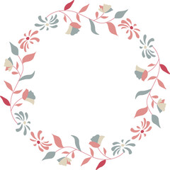 Fototapeta na wymiar Circular flower pattern , wreath frame with floral decoration. vector illustration